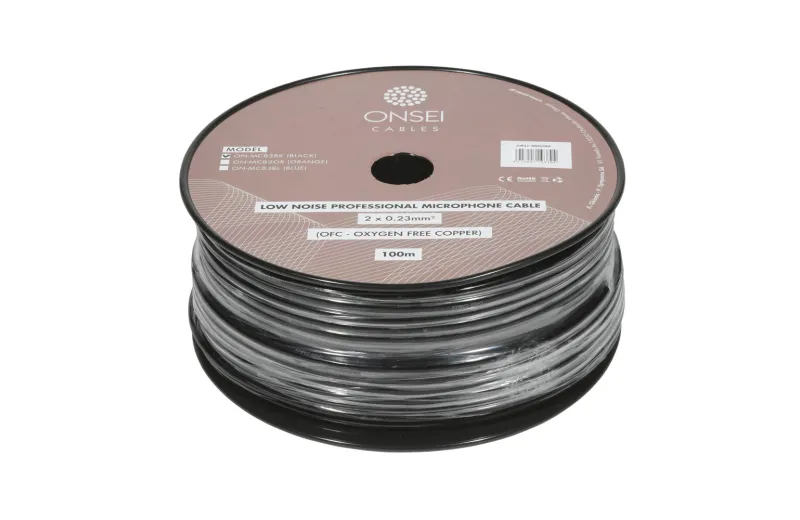 Onsei ON-MCB3BK Καλώδιο Μικροφωνικό 2 x 0.23mm2 - Μαύρο (Τιμή ανά Μέτρο)