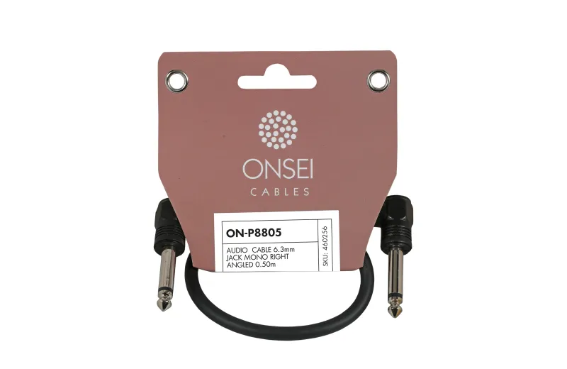 Onsei ON-P8805 Τερματισμένο Καλώδιο Ήχου 6.3mm Jack Mono Γωνιακό 0.50m