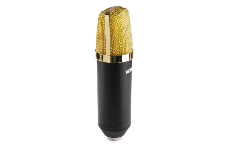 Vonyx CMS400B Studio Condenser Microphone Black/Gold with Stand & Pop Filter