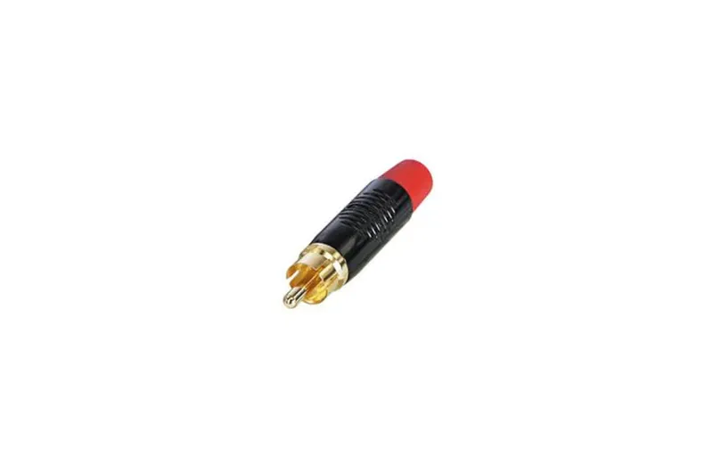 Rean RF2C-B-2 RCA Male Plug Gold Plated Red Boot Black Shell