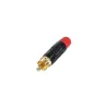 Rean RF2C-B-2 RCA Male Plug Gold Plated Red Boot Black Shell