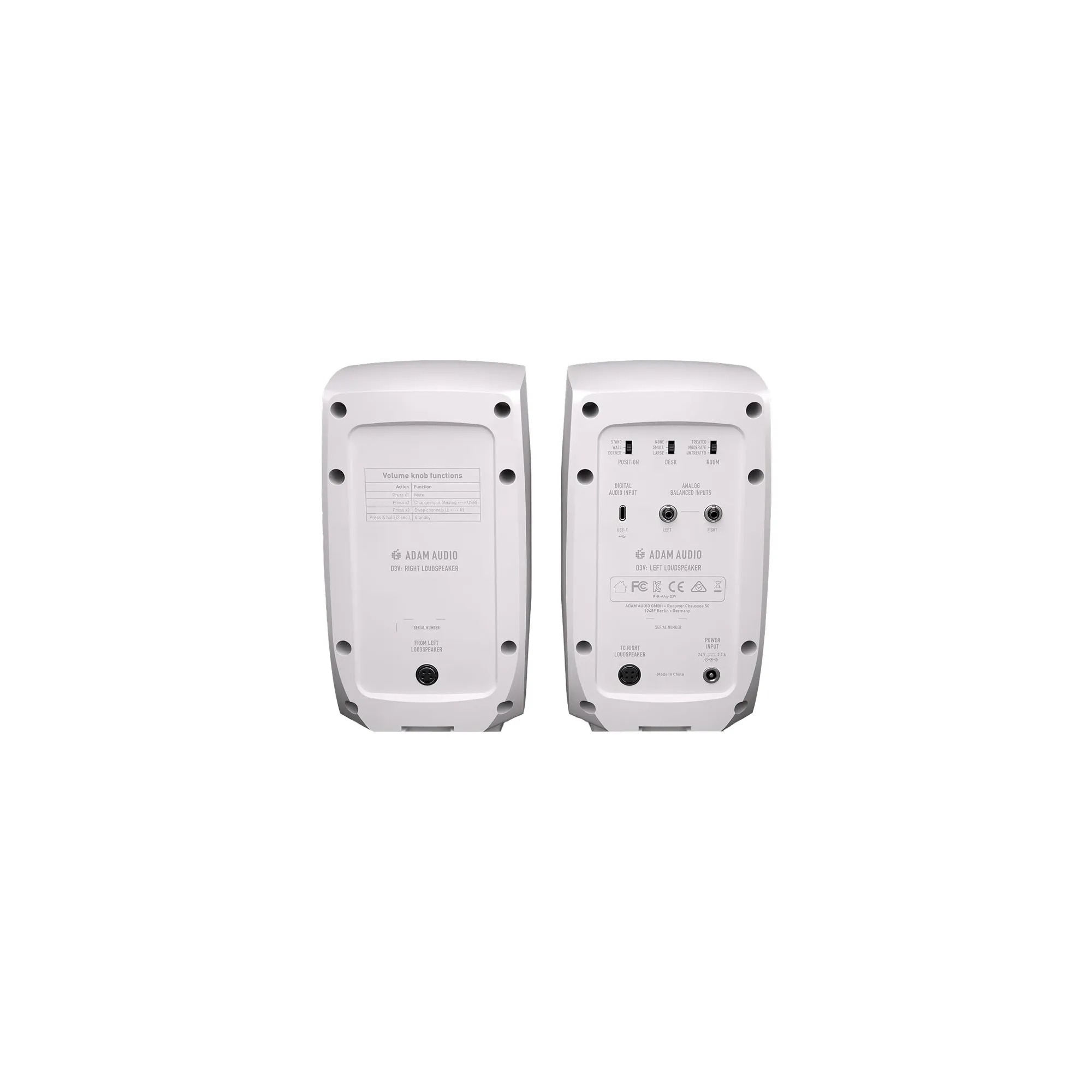 Adam Audio D3V Computer Speakers - White