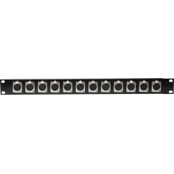 19" / 1U rackmount patch panel μεταλλικό με 12 βύσματα 3-pin XLR female σασί