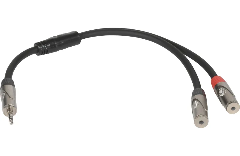 Metro Audio Systems PY-040 Καλώδιο Ήχου 1 x 3.5mm Mini Jack Stereo Αρσενικό Σε 2 x 3.5mm Mini Jack Stereo Θηλυκό 0.25m Μαύρο