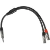 Metro Audio Systems PY-040 Καλώδιο Ήχου 1 x 3.5mm Mini Jack Stereo Αρσενικό Σε 2 x 3.5mm Mini Jack Stereo Θηλυκό 0.25m Μαύρο
