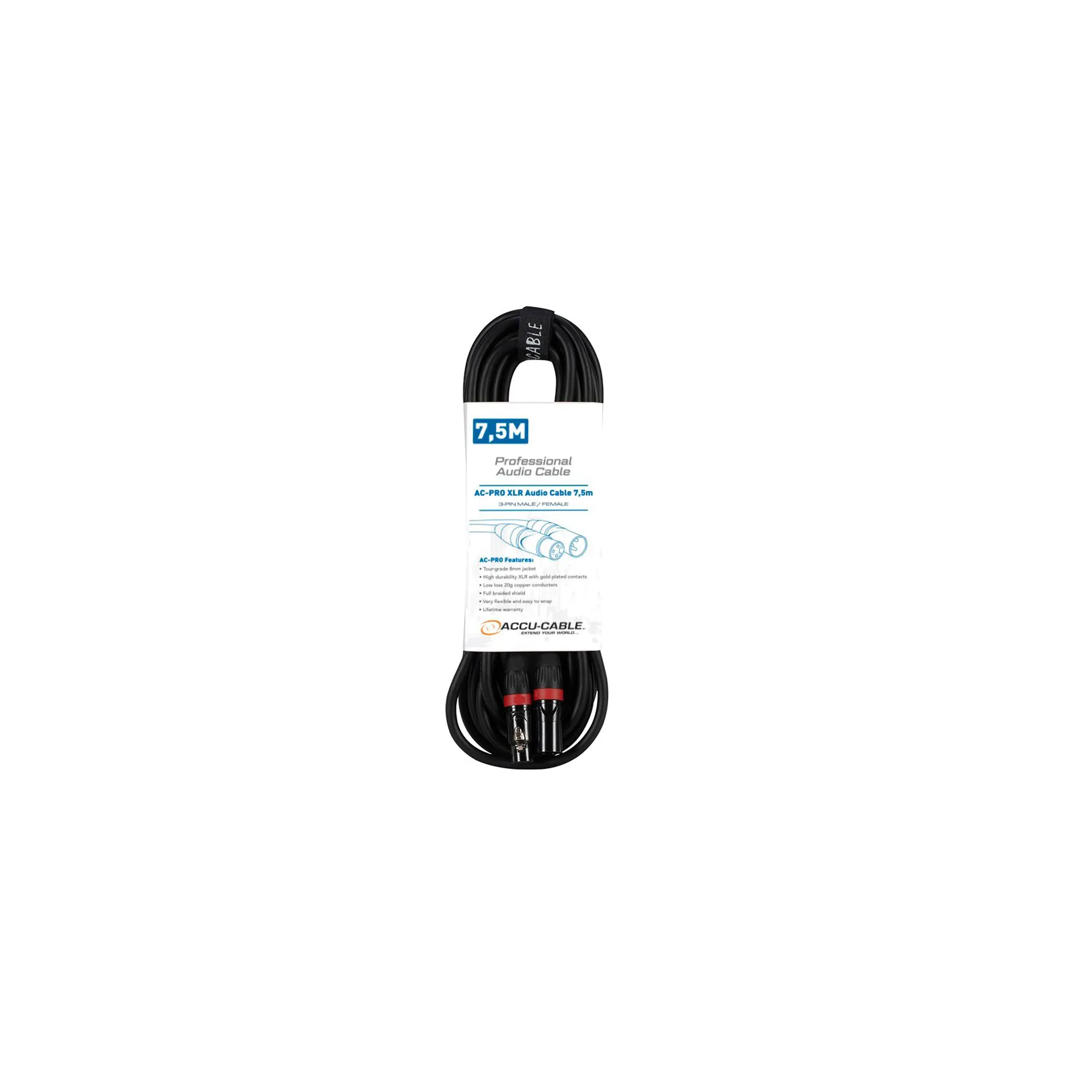 ACCU-CABLE AC-PRO Audio Cable 3-pin XLR Male - 3-pin XLR Female 7,5m