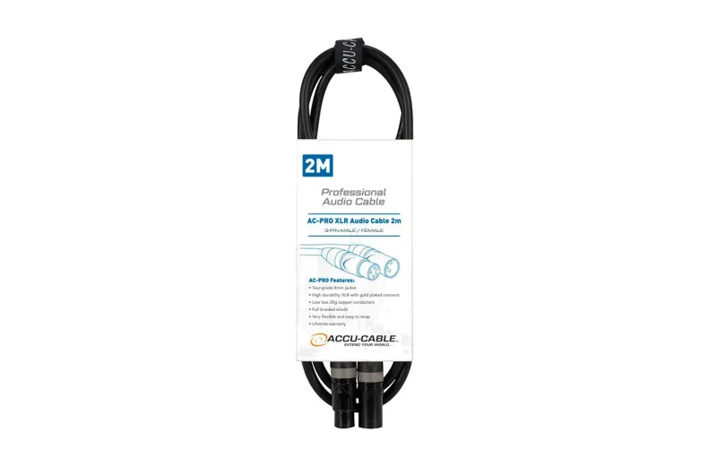 ACCU-CABLE AC-PRO Audio Cable 3-pin XLR Male - 3-pin XLR Female 2m