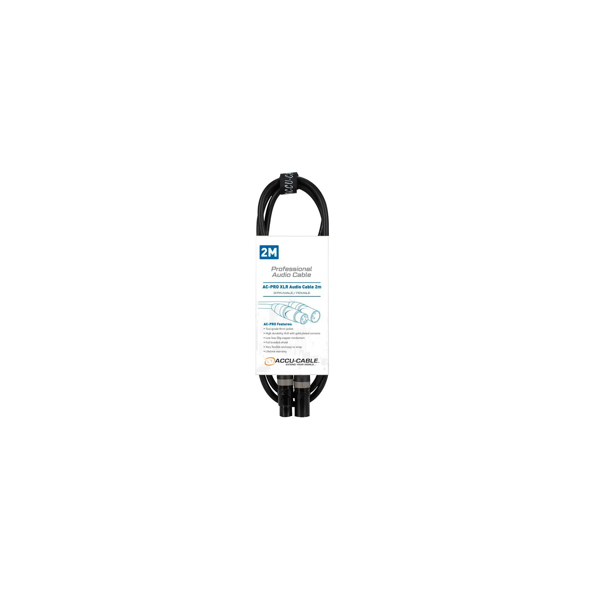 ACCU-CABLE AC-PRO Audio Cable 3-pin XLR Male - 3-pin XLR Female 2m