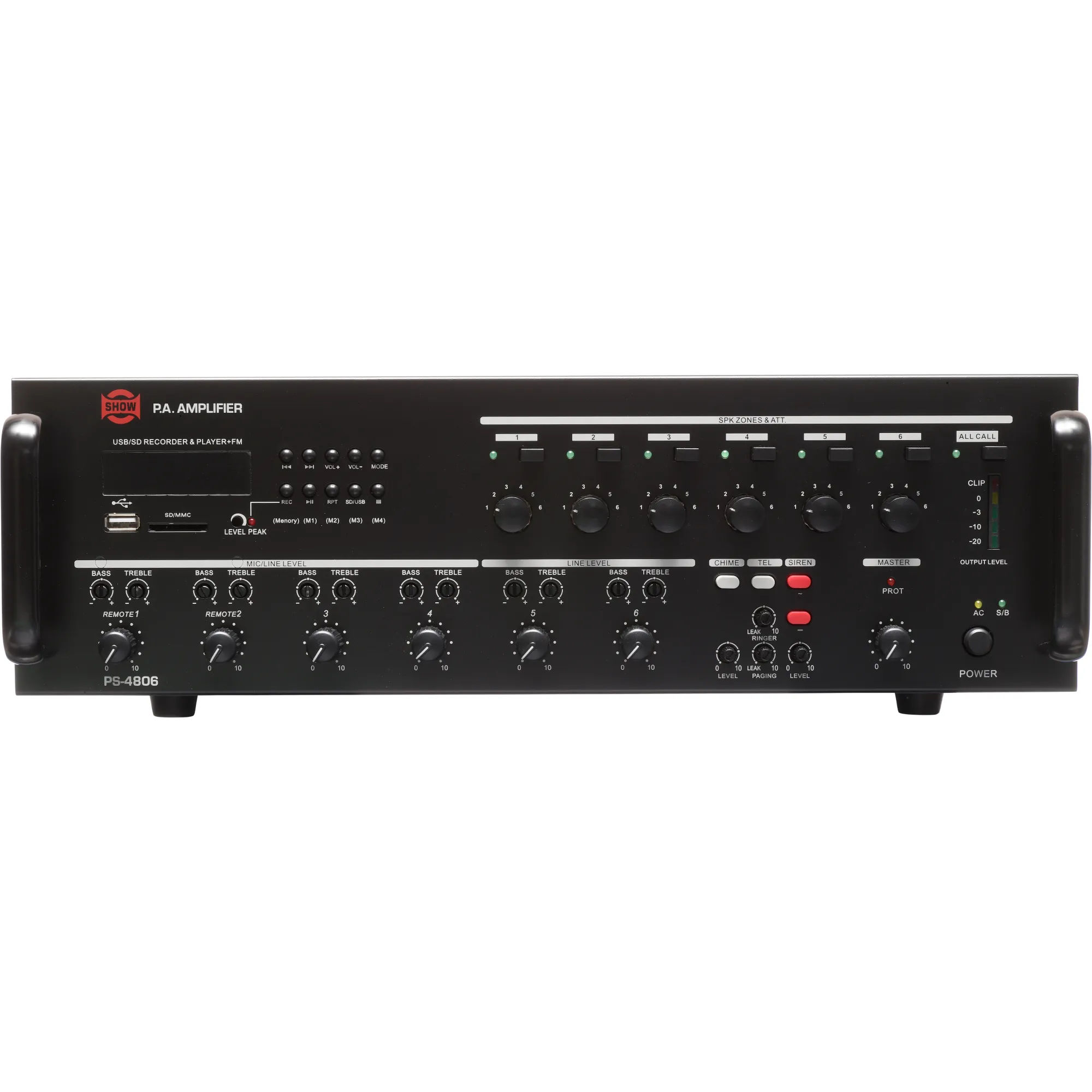 SHOW PS-4806 Μίκτης ενισχυτής 6 ζωνών (6 x 80W / 100V)