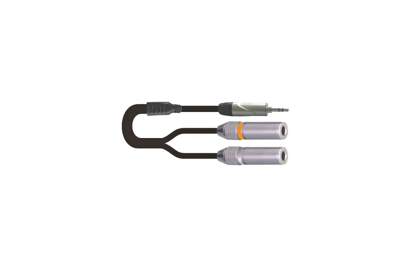 ONSEI ON-Y22210 Καλώδιο 2 x Jack 6.3mm Θηλυκά Σε 3.5mm Mini Jack Αρσενικό Stereo 1m