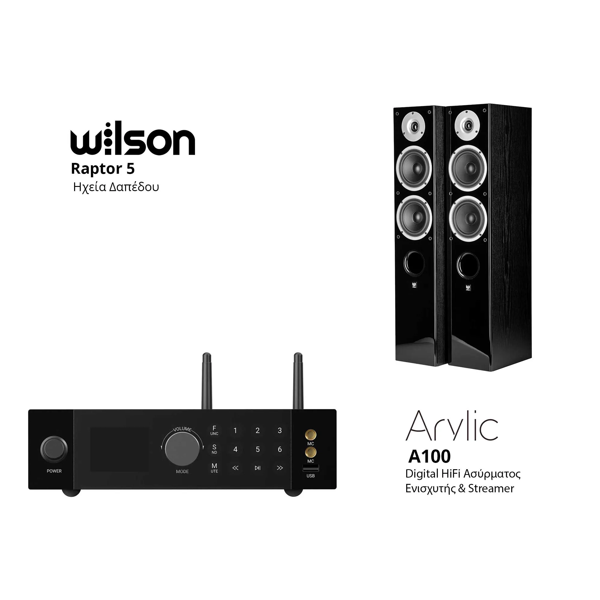 Wilson Raptor 5 + Arylic A100 Bundle Μαύρο