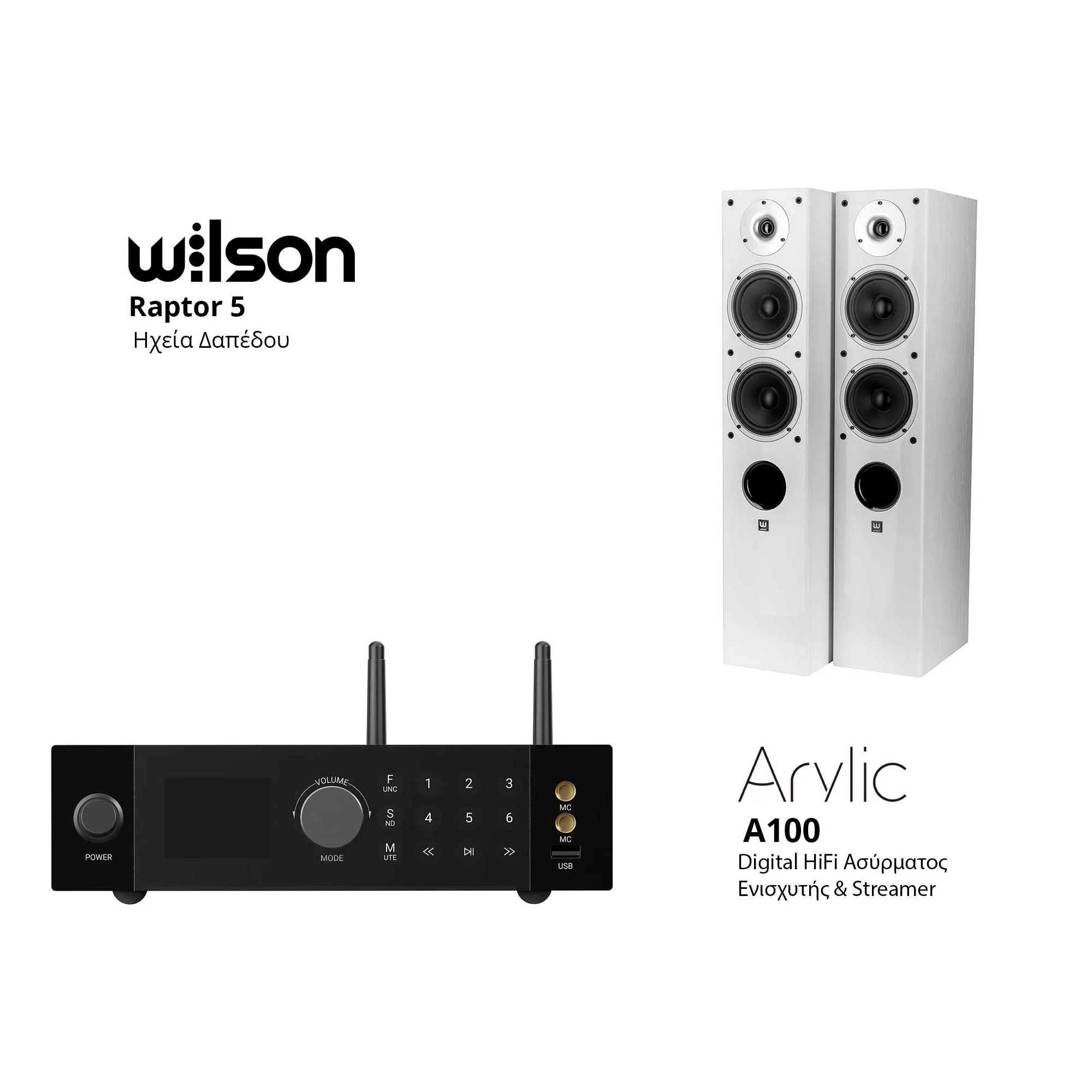 Wilson Raptor 5 + Arylic A100 Bundle Λευκό