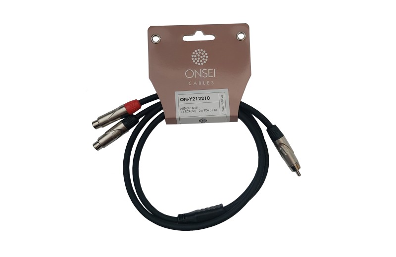 Onsei ON-Y212210 Audio Cable With 1 x RCA Male to 2 x RCA female 1m