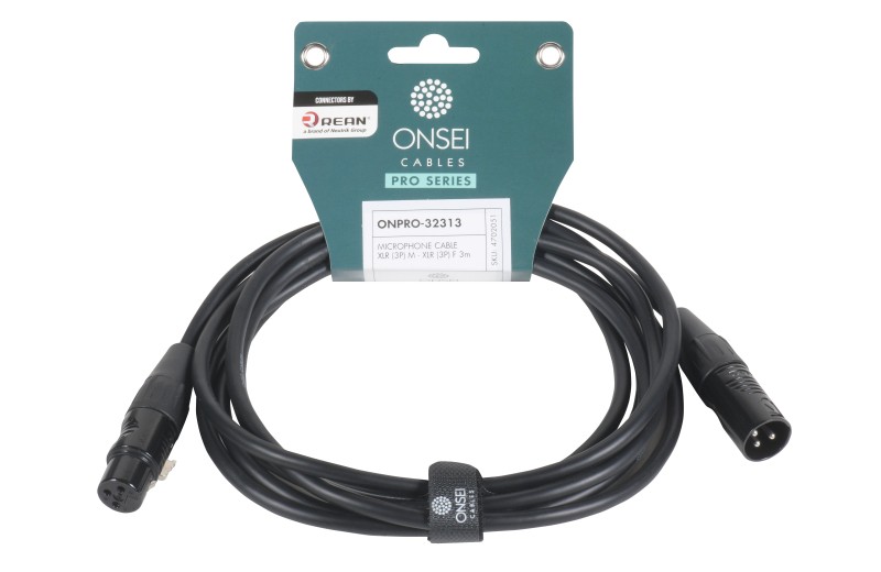 Onsei ONPRO-32313 Καλώδιο μικροφωνικό 3-pin XLR Αρσενικό σε 3-pin XLR Θηλυκό 3m με REAN connectors