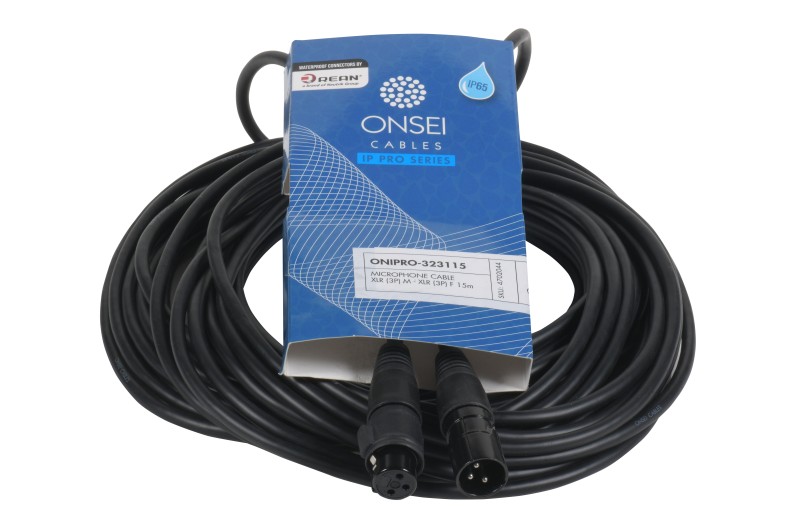 Onsei ONIPRO-323115 Microphone Cable 3-pin XLR Male - 3-pin XLR Female 15m with REAN Connectors and IP65 Protection