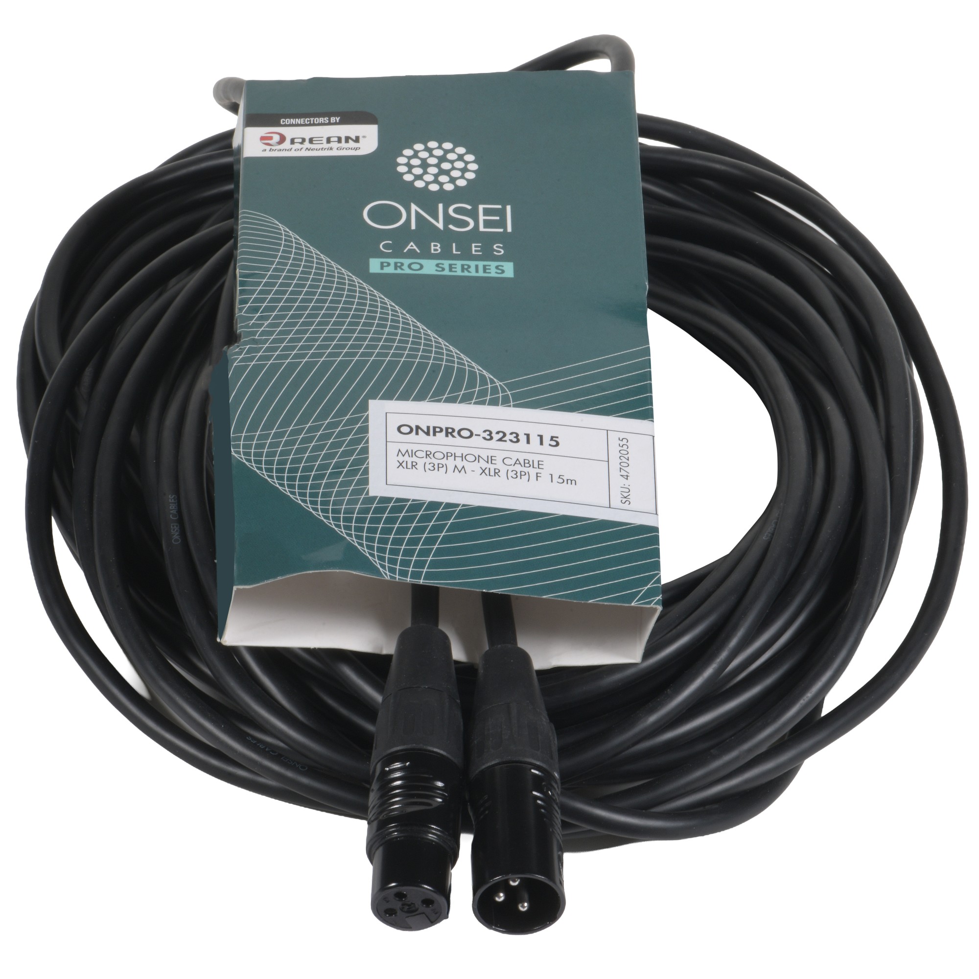 Onsei ONPRO-323115 Microphone Cable 3-pin XLR Μale - 3-pin XLR Female 15m with REAN Connectors
