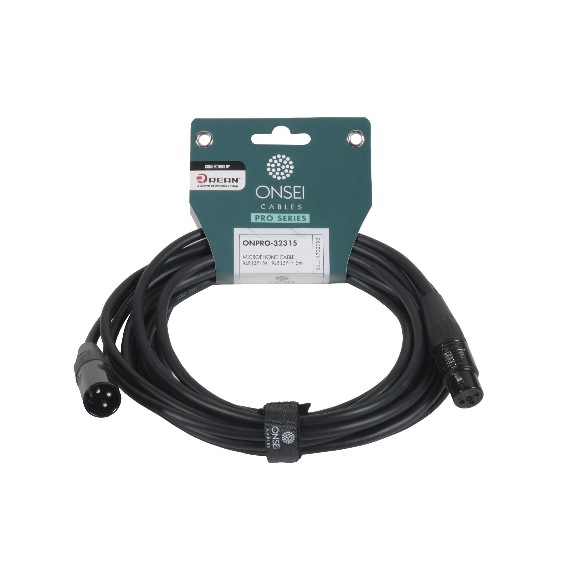 Onsei ONPRO-31315 Καλώδιο μικροφωνικό 3-pin XLR Αρσενικό σε 3-pin XLR Θηλυκό 5m με REAN connectors
