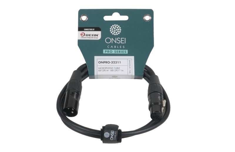 Onsei ONPRO-32311 Καλώδιο μικροφωνικό 3-pin XLR Αρσενικό σε 3-pin XLR Θηλυκό 1m με REAN connectors