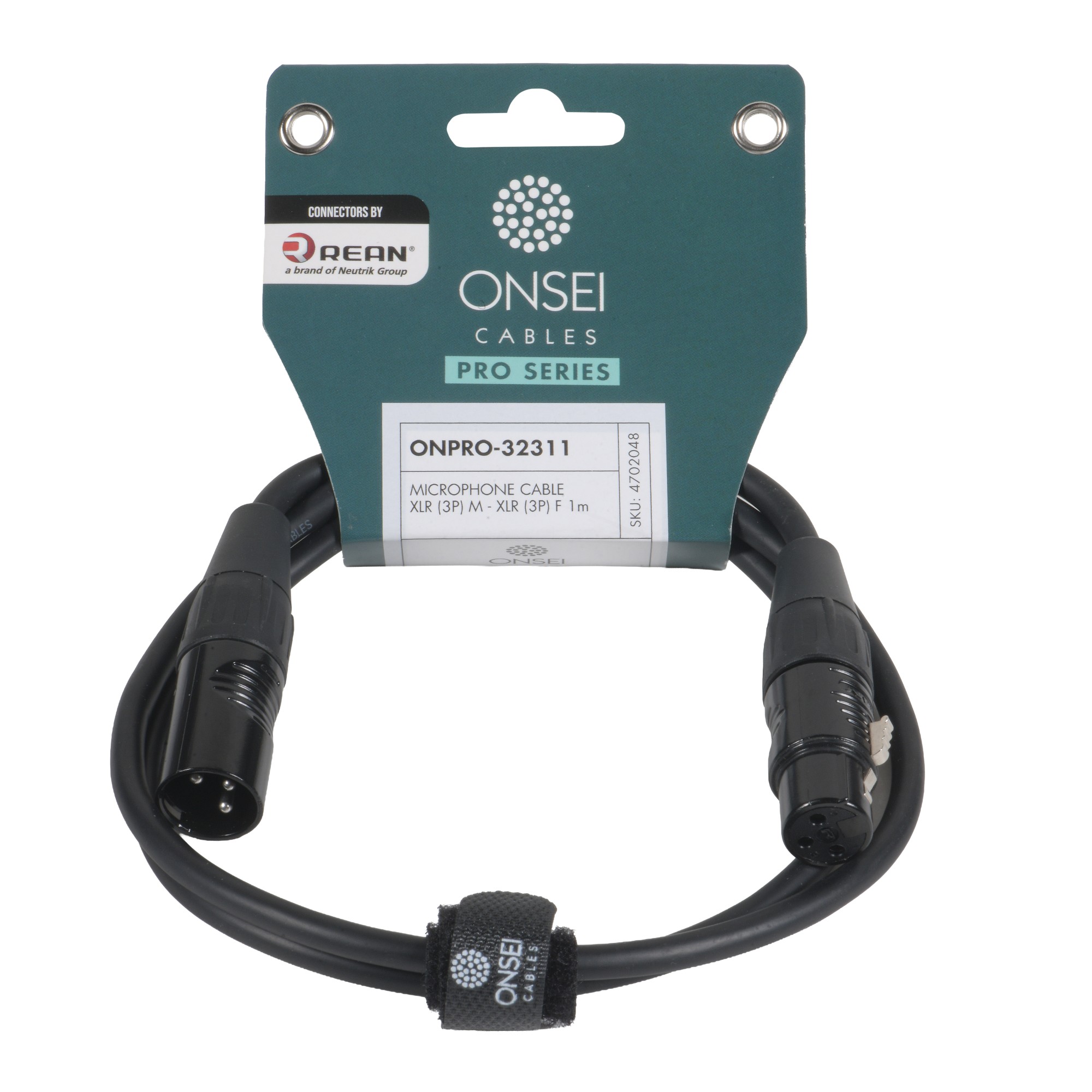 Onsei ONPRO-32311 Καλώδιο μικροφωνικό 3-pin XLR Αρσενικό σε 3-pin XLR Θηλυκό 1m με REAN connectors