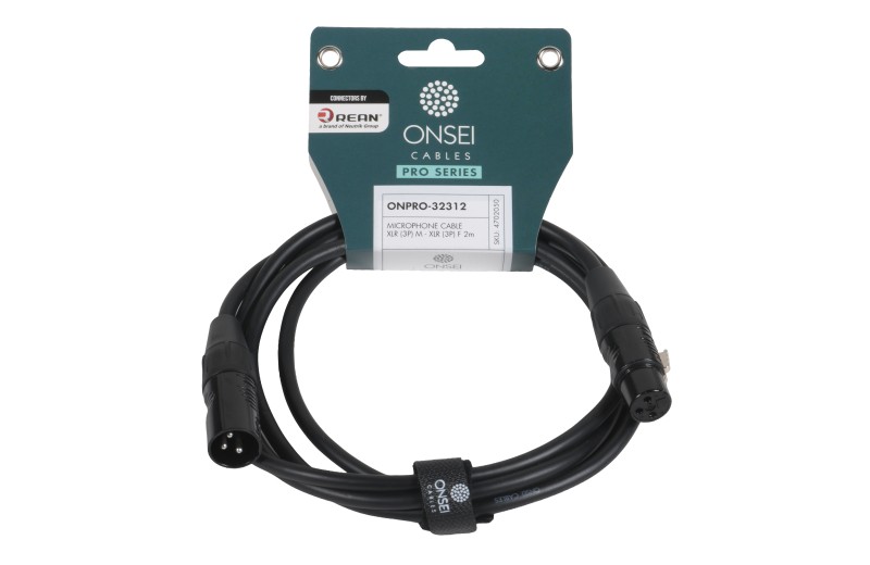 Onsei ONPRO-32312 Καλώδιο μικροφωνικό 3-pin XLR Αρσενικό σε 3-pin XLR Θηλυκό 2m με REAN connectors