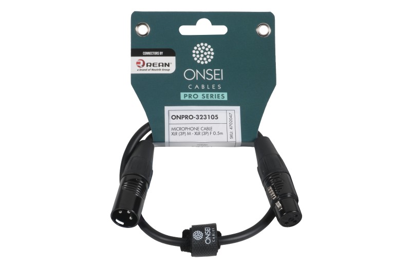 Onsei ONPRO-323105 Καλώδιο μικροφωνικό 3-pin XLR Αρσενικό σε 3-pin XLR Θηλυκό 0,5m με REAN connectors