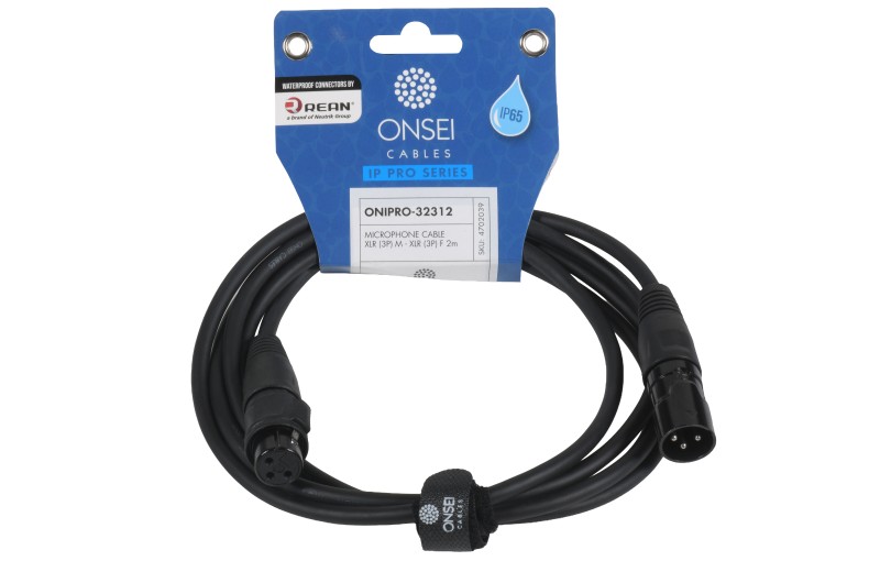 Onsei ONIPRO-32312 Microphone Cable 3-pin XLR Male - 3-pin XLR Female 2m with REAN Connectors and IP65 Protection