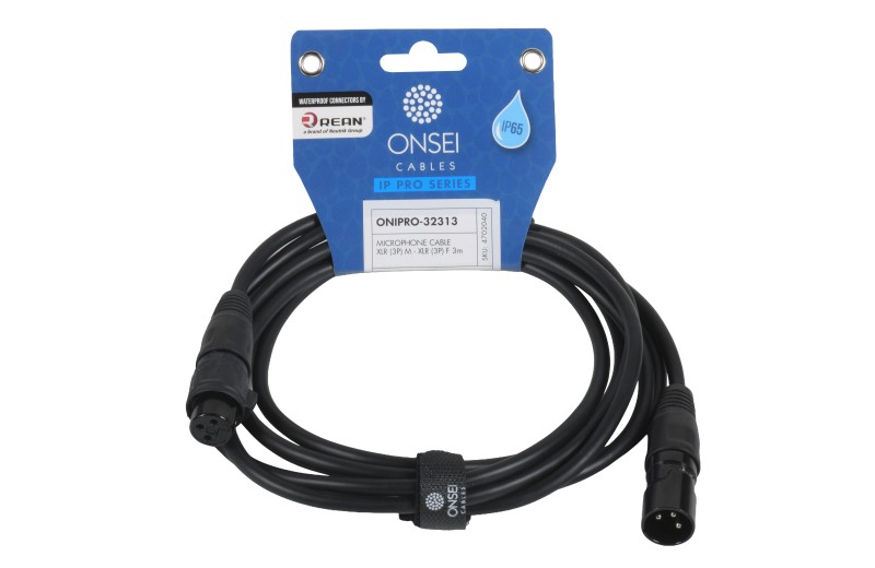 Onsei ONIPRO-32313 Microphone Cable 3-pin XLR Male - 3-pin XLR Female 3m with REAN Connectors and IP65 Protection