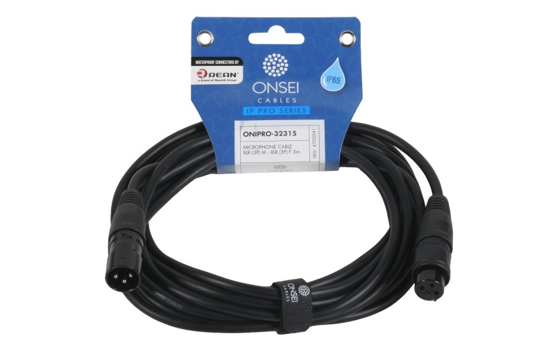 Onsei ONIPRO-32315 Microphone Cable 3-pin XLR Male - 3-pin XLR Female 5m with REAN Connectors and IP65 Protection