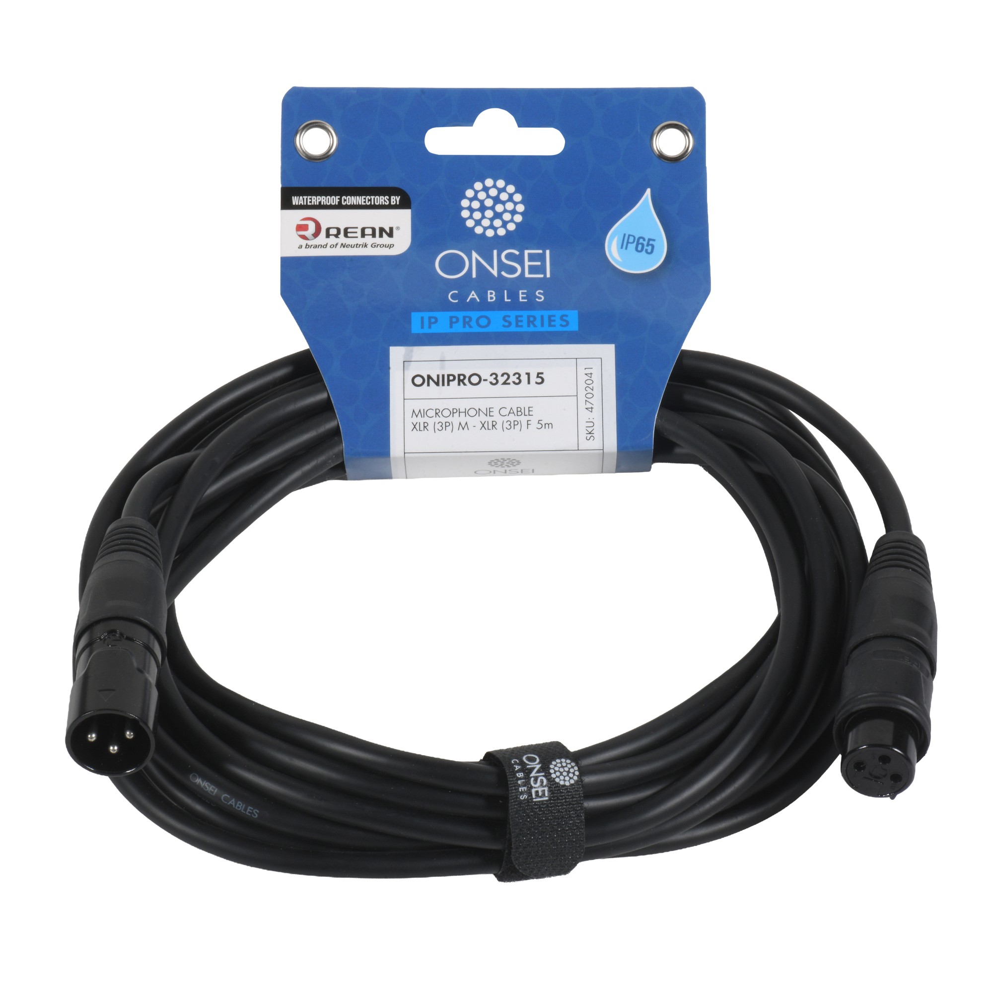 Onsei ONIPRO-32315 Microphone Cable 3-pin XLR Μale - 3-pin XLR Female 5m with REAN Connectors and IP65 Protection