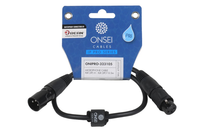 Onsei ONIPRO-323105 Microphone Cable 3-pin XLR Male - 3-pin XLR Female 0.5m with REAN Connectors and IP65 Protection