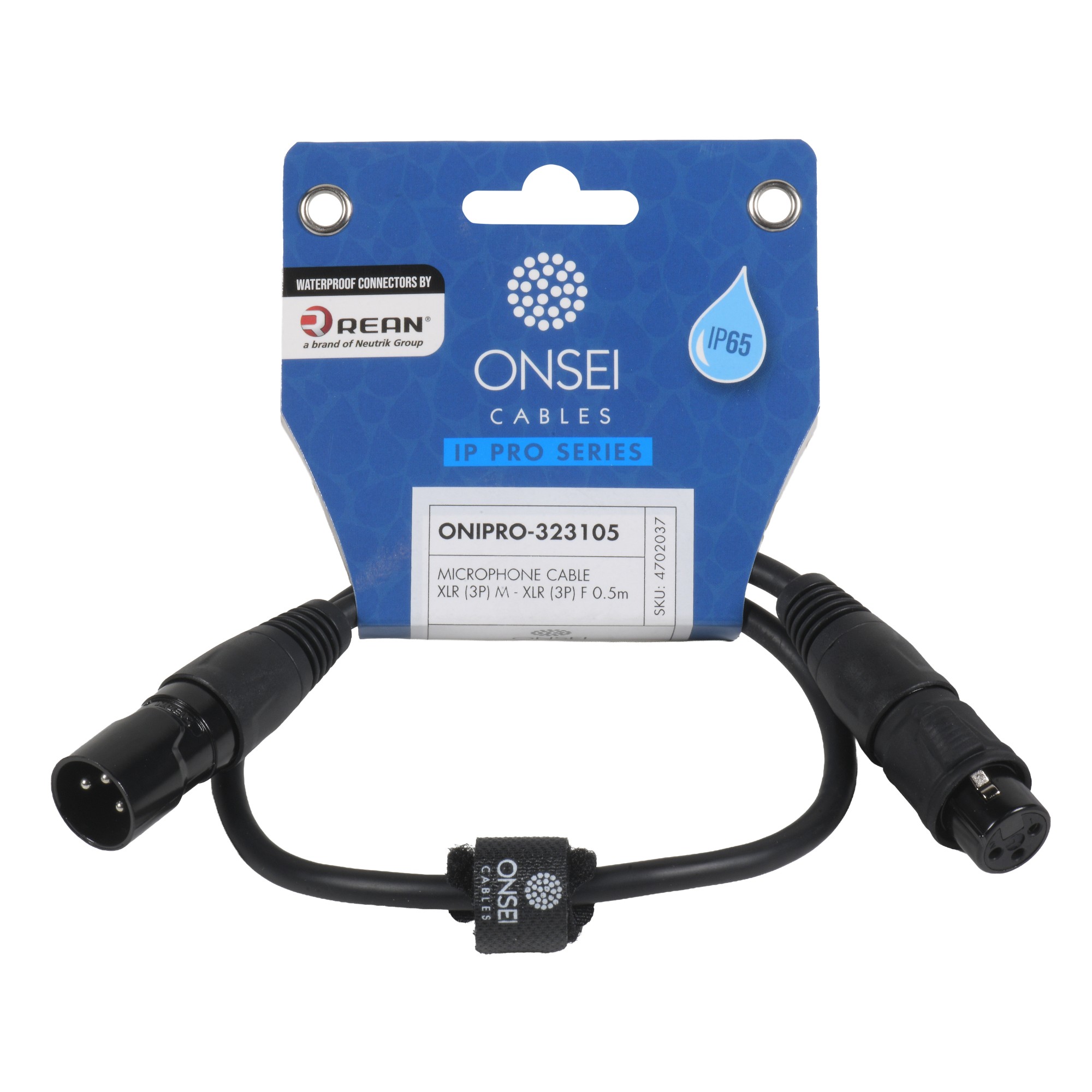 Onsei ONIPRO-323105 Microphone Cable 3-pin XLR Μale - 3-pin XLR Female 0.5m with REAN Connectors and IP65 Protection