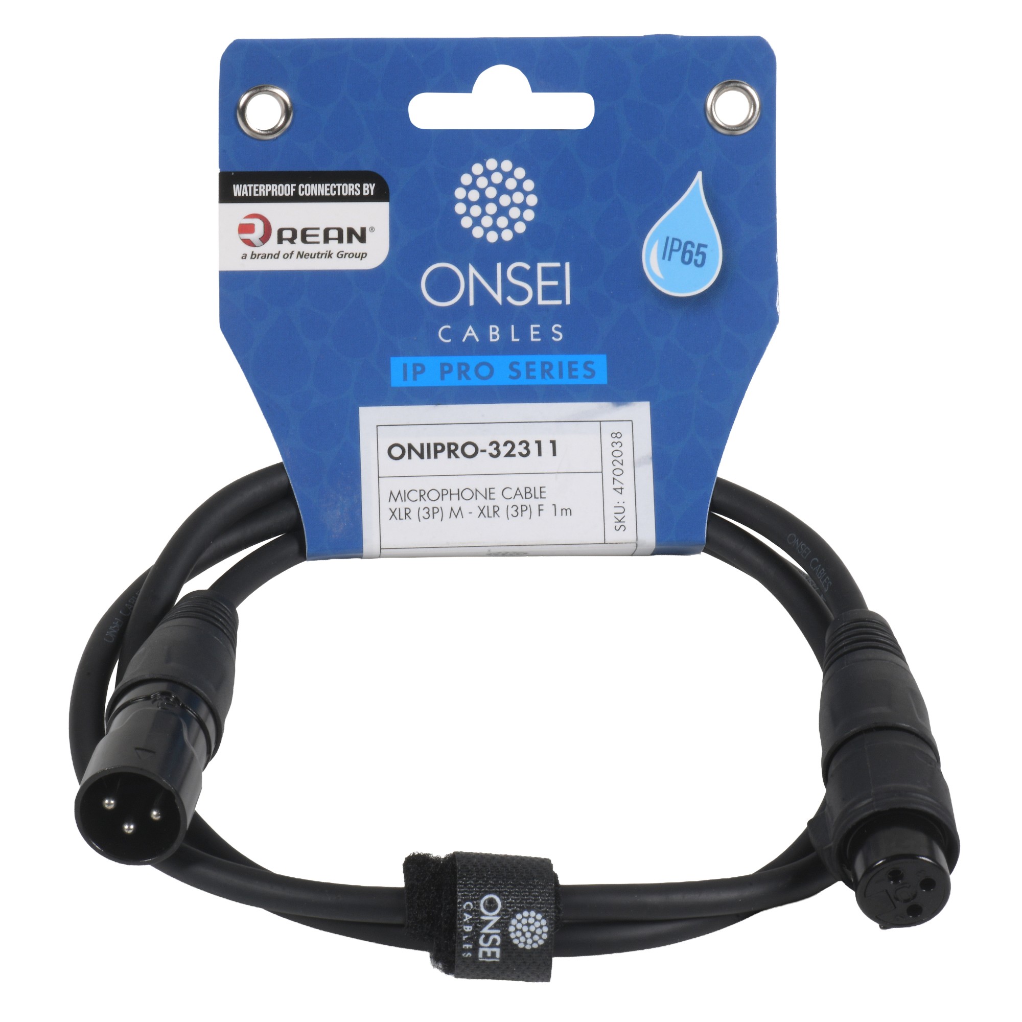 Onsei ONIPRO-31311 Καλώδιο μικροφωνικό 3-pin XLR Αρσενικό σε 3-pin XLR Θηλυκό 1m με REAN connectors και προστασία IP65