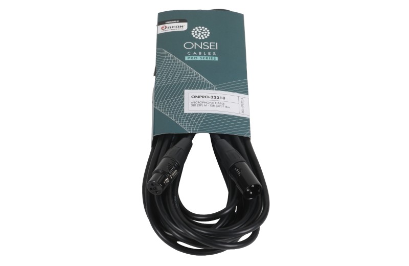 Onsei ONPRO-32318 Καλώδιο μικροφωνικό 3-pin XLR Αρσενικό σε 3-pin XLR Θηλυκό 8m με REAN connectors