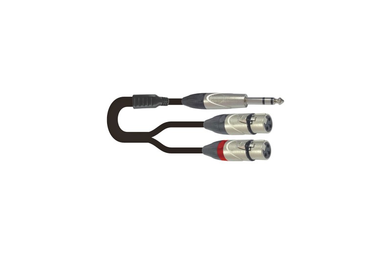 Onsei ON-Y18110 Audio Cable 2 x 3-Pin XLR Female - 6.3mm Jack Stereo 1m