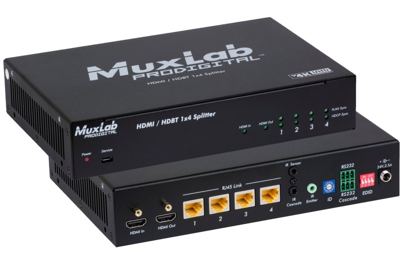 Muxlab HDMI / HDBT 1x4 Splitter, UHD-4K, US 500424