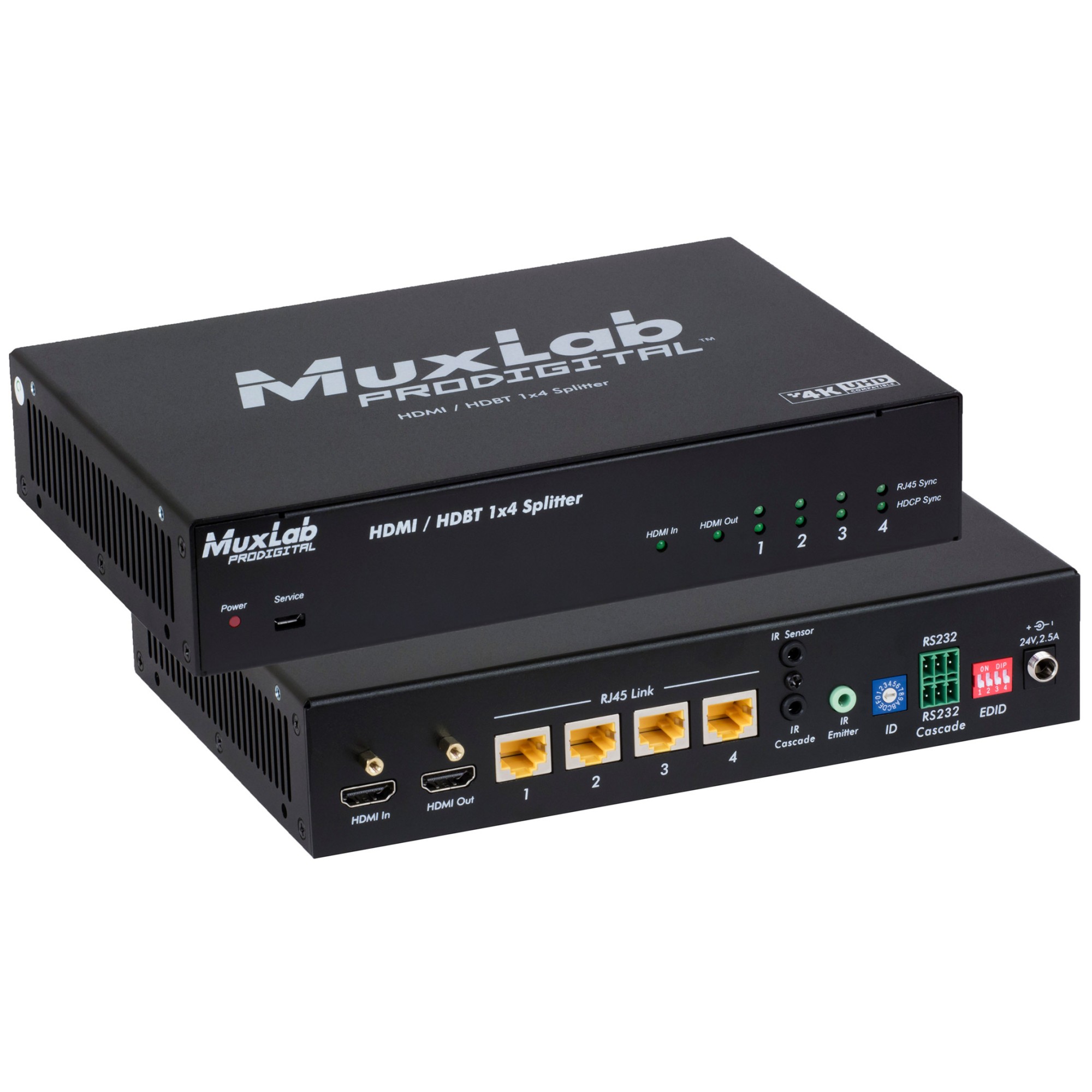 Muxlab HDMI / HDBT 1x4 Splitter, UHD-4K, US