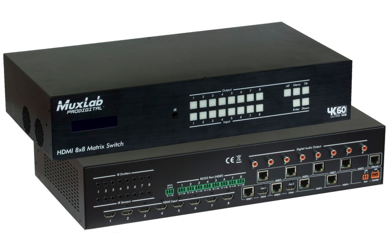 Muxlab HDMI 8x8 Matrix Switch, HDBT, 4K/60 500413