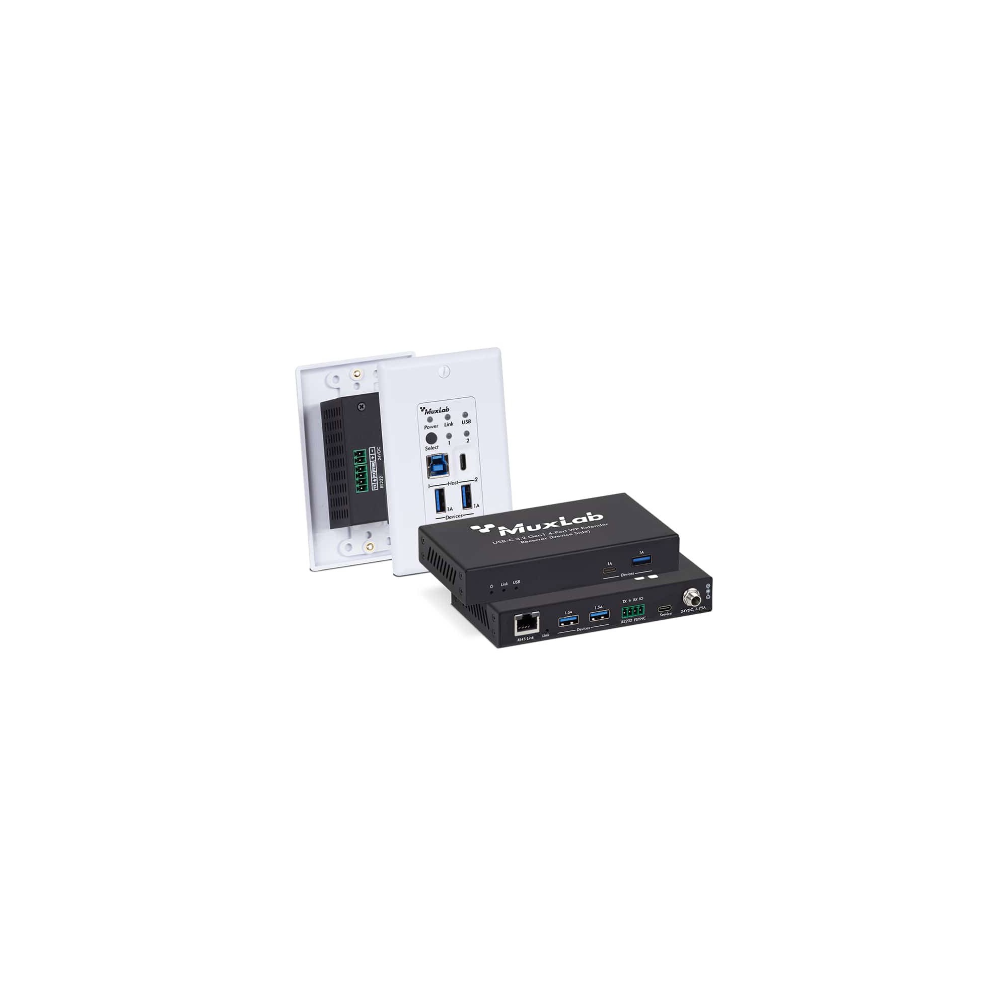 Muxlab USB-C 3.2 Gen1 4-Port WP Extender Kit, 100m