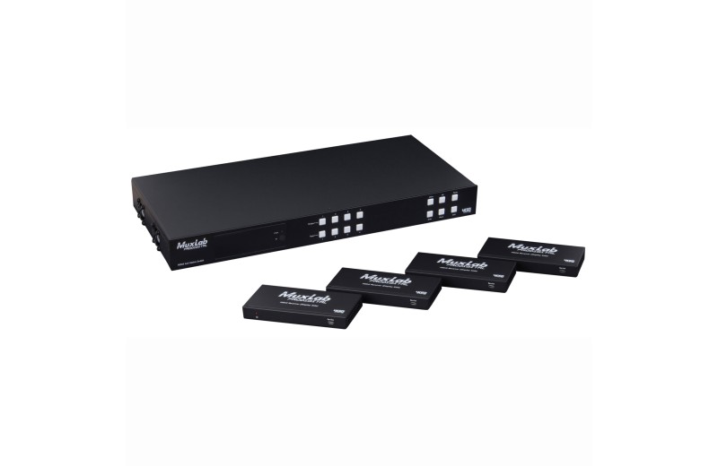 Muxlab HDMI 4X4 Matrix SWX Kit, HDBT, PoC, 4K/60 500412-v2
