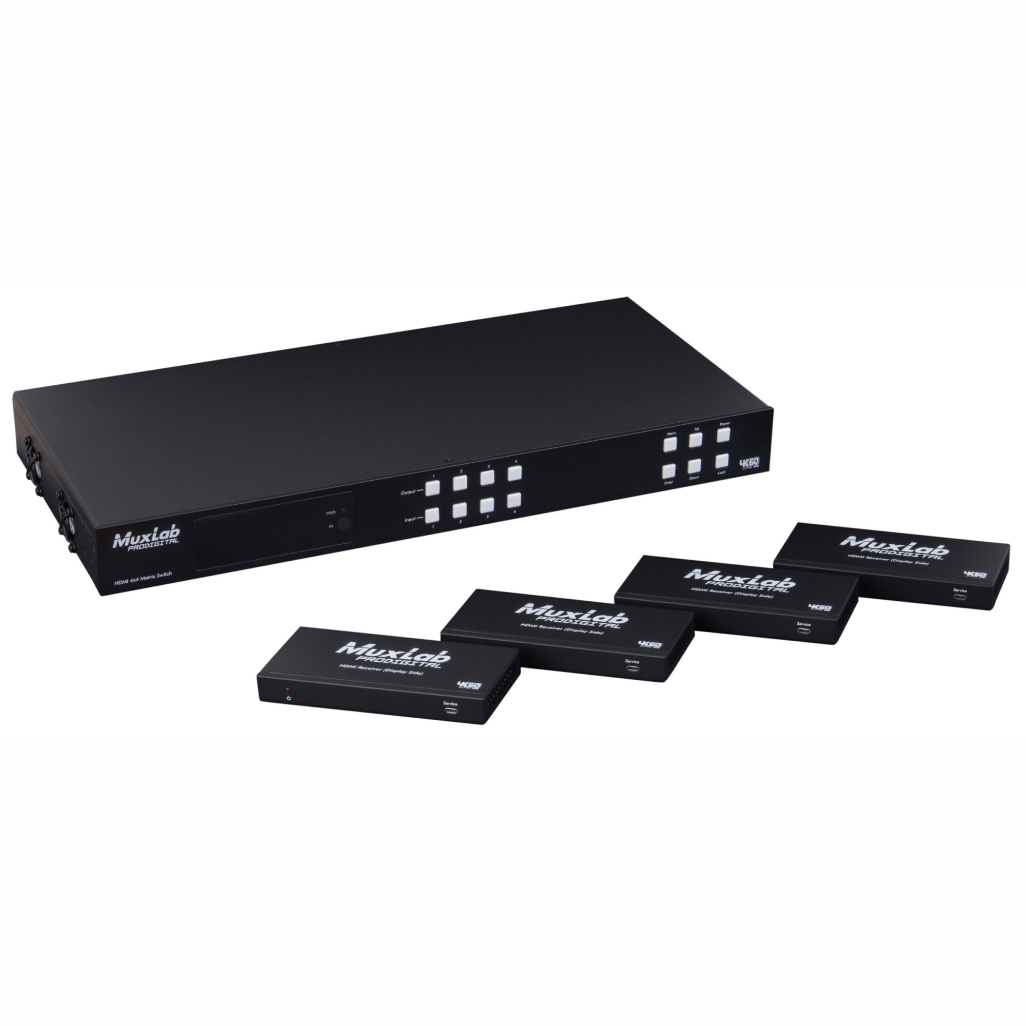 Muxlab HDMI 4X4 Matrix SWX Kit, HDBT, PoC, 4K/60