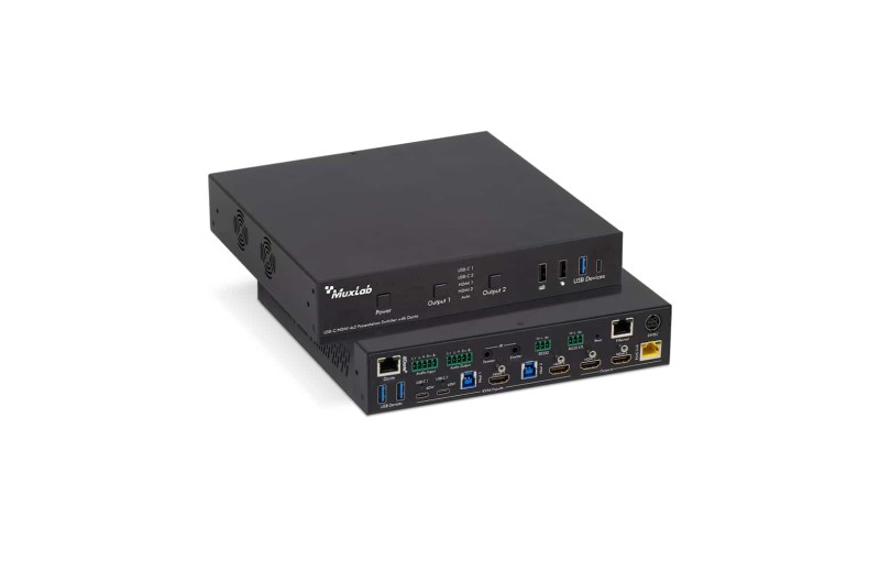Muxlab USB-C / HDMI 4x2 Presentation Switcher With Dante 500532