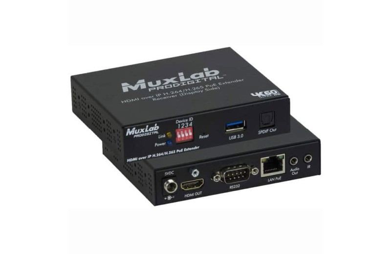 Muxlab HDMI over IP H264/H265 PoE Δέκτης, 4K60 500762-RX-V2