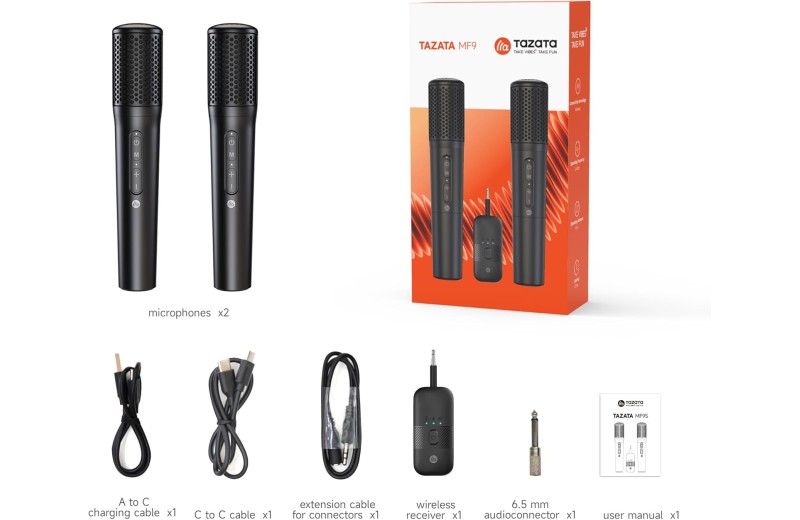 Tazata MF9S Wireless Microphone (Pair) - Black