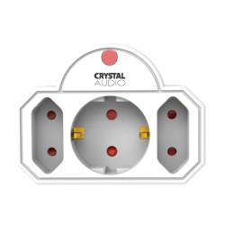CRYSTAL AUDIO SPW21-1300-70 Λευκό Πολύπριζο Προστασίας 1 Θέσης Schuko - 2 Απλών Θέσεων 1300j/70
