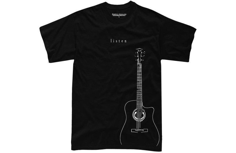 Simply Analog Vinyl Master Listen Guitar T-Shirt- L