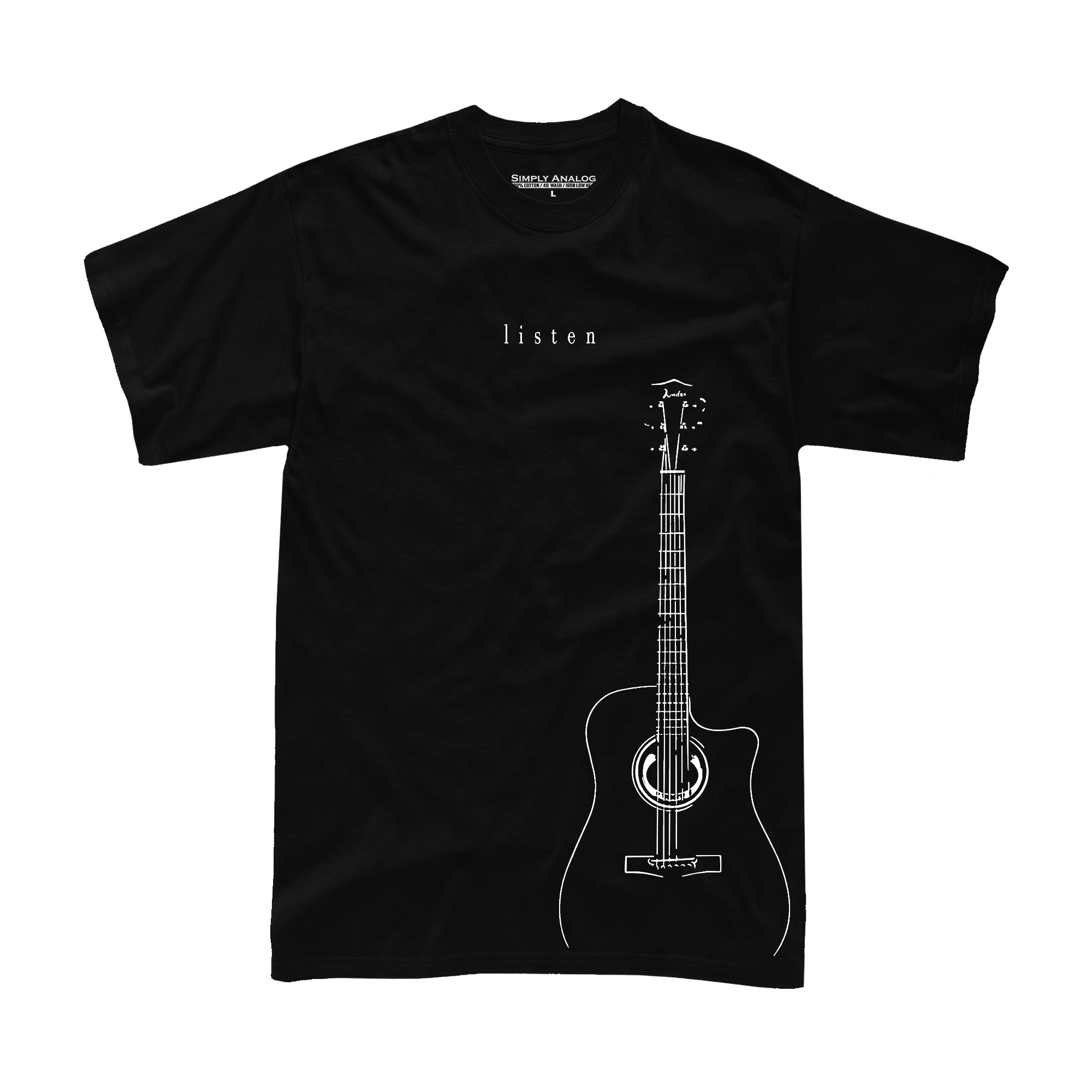 Simply Analog Vinyl Master Listen Guitar T-Shirt- L