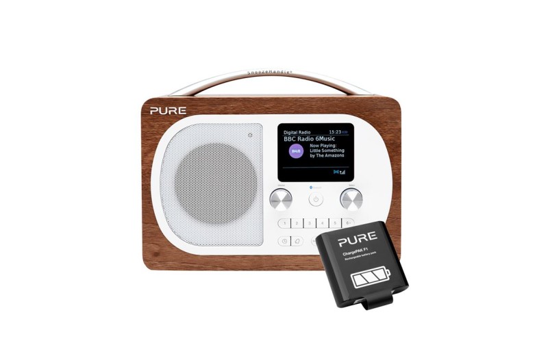 Pure Evoke H4 Walnut Ψηφιακό Pαδιόφωνο Bluetooth Bundle Με Eπαναφορτιζόμενη Mπαταρία