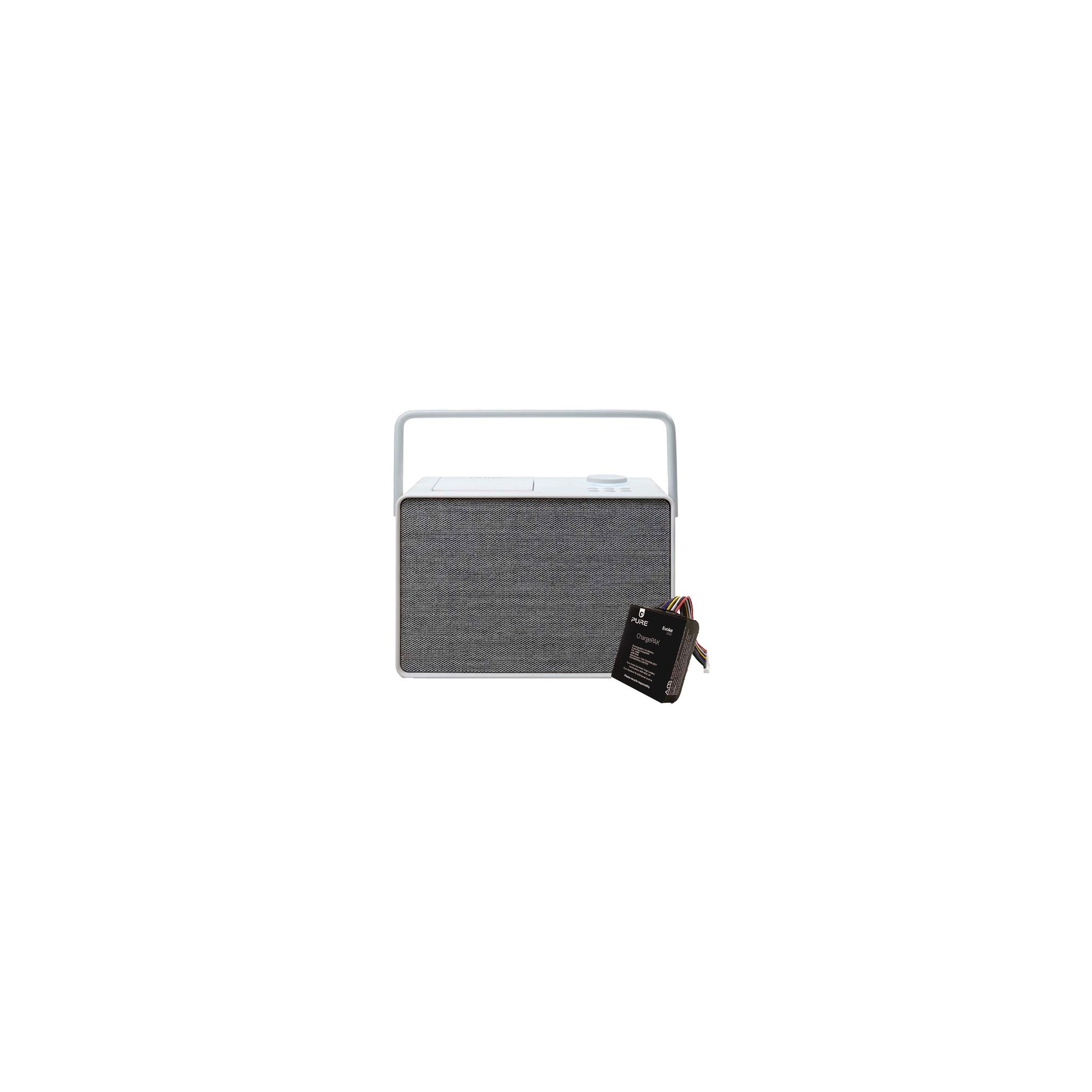 Pure Evoke Play White Network Mini Audio System Bundle With Rechargeable Battery